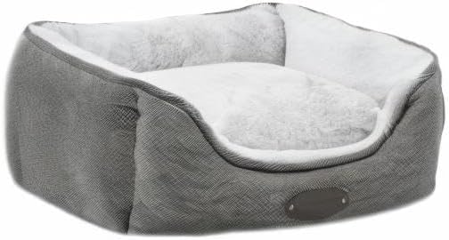 Dog Bed for Small Dogs Breeds, Rectangular Soft Kennel Bed,Washable Deluxe Plush Dog Crate Beds, Comfy Durable Pet Sleeping Bed with Pillow & Non-Slip Bottom, Size (24"X21" Gray)
