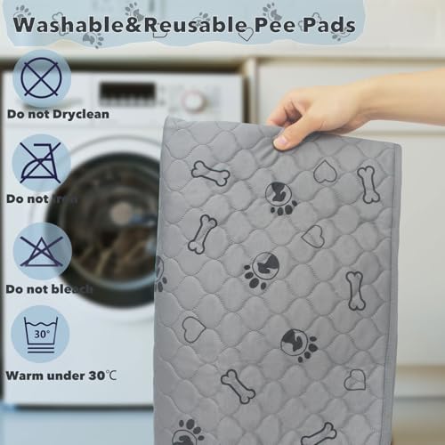 Reusable Potty Pads for Dogs - 4 Pack 18"x24" Washable Pee Pads Waterproof Puppy Pads with Non-Slip Backing, Super Absorbent & Leakproof Pet Training Pads for Potty, Crate, Playpen, Bed, Sofa