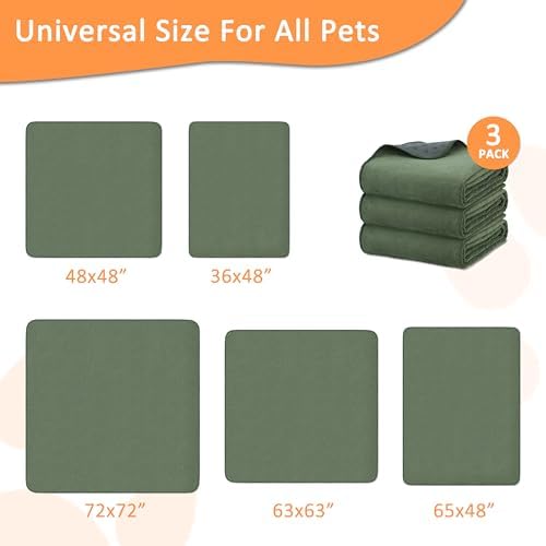 Bunlitent Washable Puppy Pads, Whelping Pads, 36'' x 48'', Green, 3 Packs