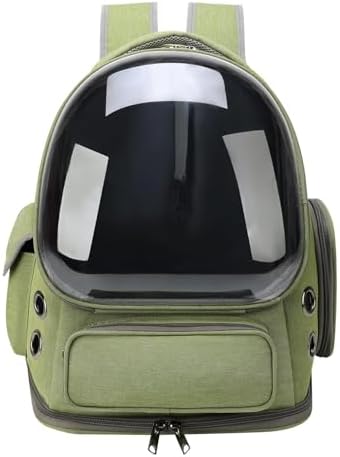 Cat Bubble Backpack,Breathable Cat Backpack Carrier Large Space Pet Travel Carrier for Kitty Small Dogs up to 15lbs,Transparent Cat Carrier for Hiking Camping Outdoor Travel (Green)
