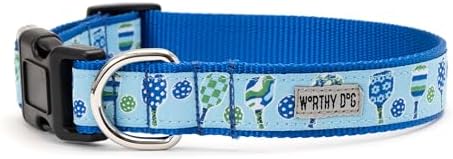 THE WORTHY DOG Fun Icon Print, Adjustable Dog Collar, Small Dogs,Pickleball