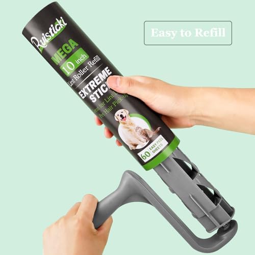 10 inch Lint Roller Refill Compatible with Large Mega 10 in Wide Lint Rollers, Pack of 4 Refills, 60 Sheets per Refill, Total 240 Extreme Stick Sheets
