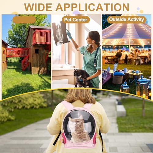 Pet Backpack Carrier, Portable and Ventilated, Oxford Cloth, Dog Cat Travel Bag with Transparent Cover 12.99", (Pink, 1 Pcs), Intended for Hiking/Camping/Traveling