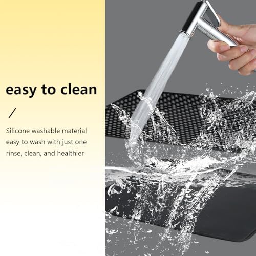 Cat Litter Mat Double Layer, Kitty Litter Box Mat Small Waterproof Urine Proof Trapping, Easy Clean, Silicone Cat Supplies & Accessories for Indoor Pets (Black, 19.68x14.96x0.39 in)