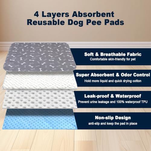 Puppy Pee Pads with Pheromones 2Pack, Washable Puppy Training Pads for Dogs Reusable Puppy Potty Pads for Dogs and Cats(with Pet Hair Removal Gloves)