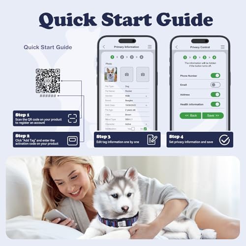 QR Code Dog Collar with ID Tag – Personalized Pet Identification Collar, Anti-Loss Quick Scan Tracking | Adjustable Nylon Strap Fits Small, Medium & Large Dogs (Black, M)