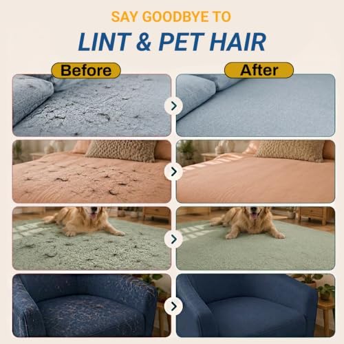 Pet Hair Remover Glove for Dogs & Cats - Reusable Double-Sided Electrostatic Grooming Mitt for Couch, Car Seats, Furniture, Bedding & Clothing - Washable Fur & Lint Removal Tool (1 Pack) Orange