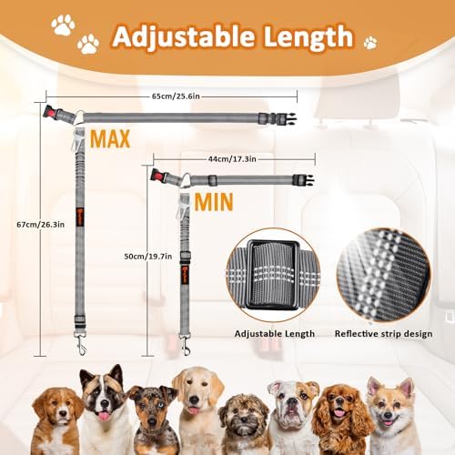 Laqibak Removable Dog Seat Belt Harness for Car, 3 in 1 Pet Seatbelt Leash