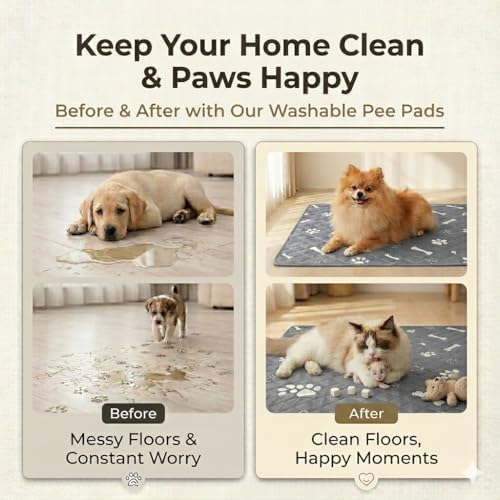 Washable & Reusable Pee Pads for Dogs (Light Grey,27x39,2 Packs)