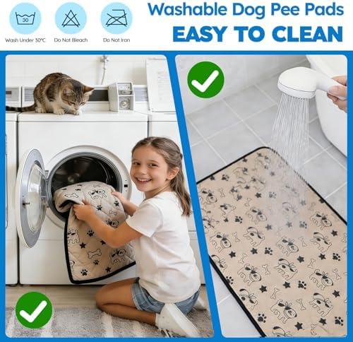 Washable Pee Pads for Dogs, 2 Pack Reusable Puppy Pads, Absorbent & Leakproof Potty Pads for Dogs and Cats, Non-Slip Pet Training Pads for Whelping Playpen Crate, Coffee 28"x40"