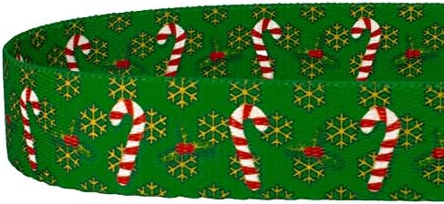 Country Brook Design - Candy Cane Christmas Everyday Dog Leash - Christmas Collection Featuring Festive Designs (4 Foot, 5/8 Inch Wide)