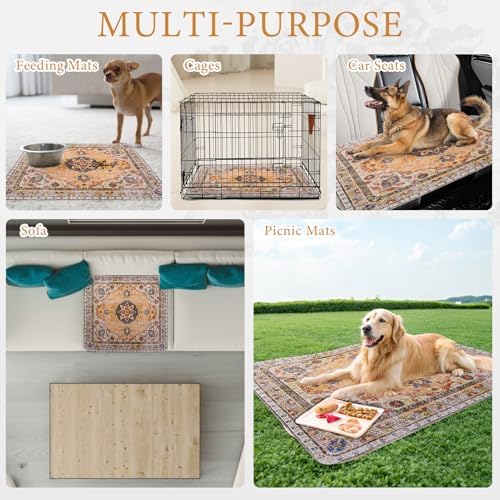 Homimp Washable Pee Pads for Dogs, 2 Pack Reusable Puppy Pads Waterproof, Absorbent and Leakproof Dog Pee Pads, Non Slip Puppy Training Pads, Pet Mat for Floor,Crate,Couch,Whelping,Khaki, 24"x36"