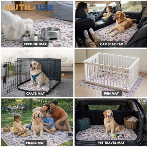 Non-Slip Washable Pee Pads for Dogs, 2 Pack Super Absorbent and Leak-Proof Reusable Puppy Pads, Pet Training Pads Protect Against Urine Leakage, Soft, Quick-Dry(48x48In)