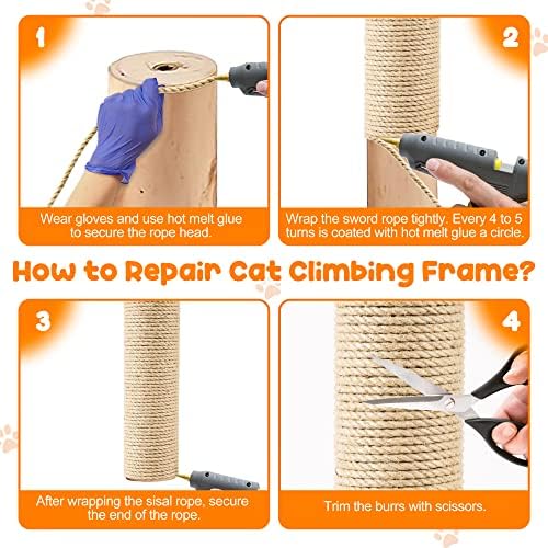 164FT 1/4 Inch Cat Scratching Sisal Rope for Cat Trees & Posts