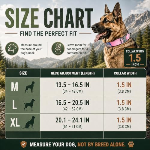 Pink Tactical Dog Collar with Handle, Heavy Duty for Medium Dogs