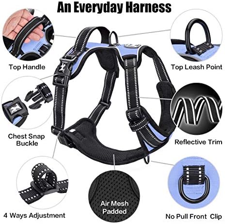PoyPet No Pull Dog Harness Small, Reflective Vest with Front Clip & Handle