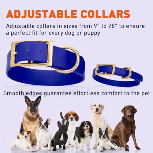 Viper Biothane Heavy Duty Waterproof Dog Collar Strong Coated Nylon Webbing w/Solid Brass Hardware Odor-Proof Easy to Clean High Performance Fits Small Medium or Large Dogs, Blueberry Royal