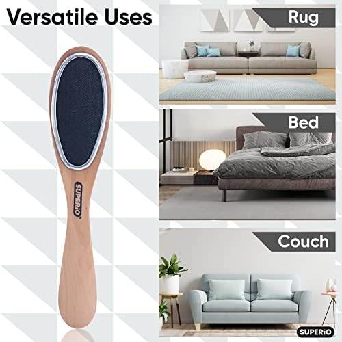 Superio Clothes Brush Garment Brush Pet Hair Remover 3 in 1 Lint Brush, Clothing Brush, and Shoe Horn for Suit, Wool Coat, Sweaters, Shoes, Double Sided Portable Depiller with Wood Handle (3) -Superio