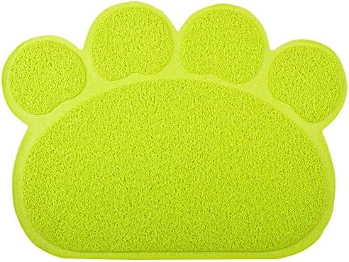 Paw-Shaped Large Cat Litter Box Mat,23.5x17.5 Inches (Lime)