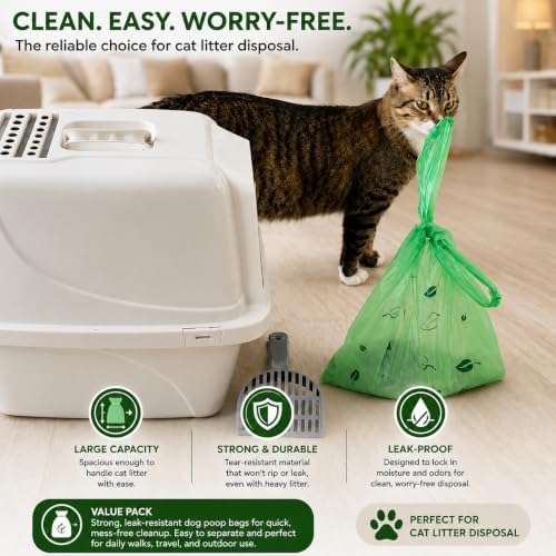 T-shirt Green Plastic Bag (600 ct.) Small Can Liners Doggy Poop Bags Compatible with Arm & Hammer Swivel Bin & Rake pooper scooper Thank You Grocery Shooping Size Multipurpose Bags