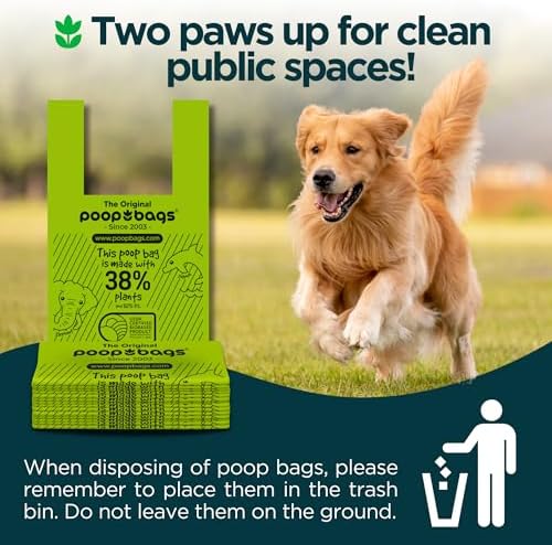 The Original Poop Bags® Dog Waste Bags with Handles - Heavy-Duty & Leak-Proof, USDA Certified 38% Plant-Based, Unscented, Easy Tie-Handle Poop Bags for All Size Dogs (360 Count)