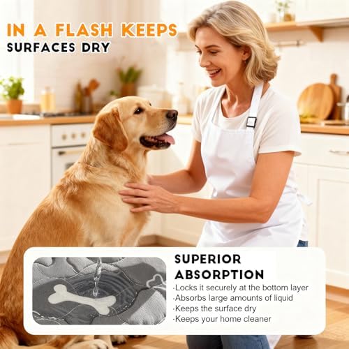 Puppy Pee Pads with Pheromones, Washable Puppy Training Pads for Dogs Reusable Puppy Potty Pads for Dogs and Cats(with Pet Hair Removal Gloves)