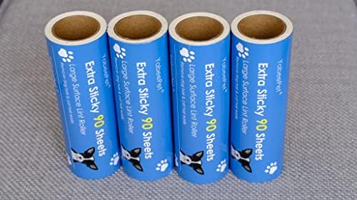 4-Pack Lint Roller Refills - 6.3 inch Width, 90 Sheets per Roll (360 Sheets Total)
