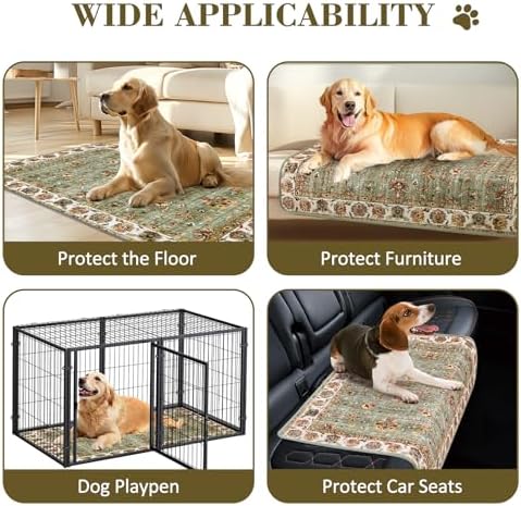 Washable Pee Pads for Dogs, 2 Pack Reusable Puppy Pads Absorbent Training Pads for Dogs Waterproof Dog Mat Non-Slip Whelping Pet Mat (Green/Flower, 24“×18”-2Pack)