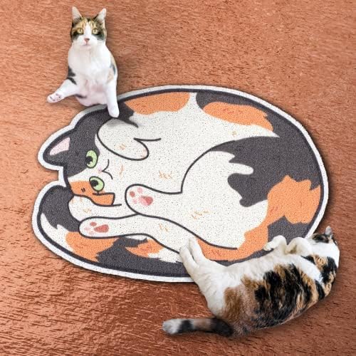 Lukamoo® Cute Cat Litter Mat (30’’x20’’), Large/L, for Kitty Litter & Cute Cat Litter Box, Litter Trapping Mat (Calico)