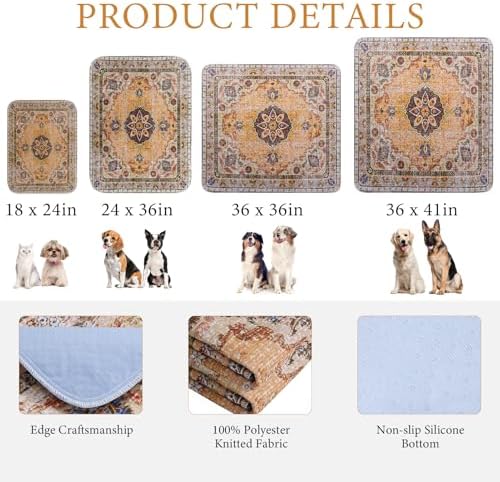 Homimp Washable Pee Pads for Dogs, 4 Pack Reusable Puppy Pads Waterproof, Absorbent and Leakproof Dog Pee Pads, Non Slip Puppy Training Pads, Pet Mat for Floor,Crate,Couch,Whelping,Khaki, 18"x24"