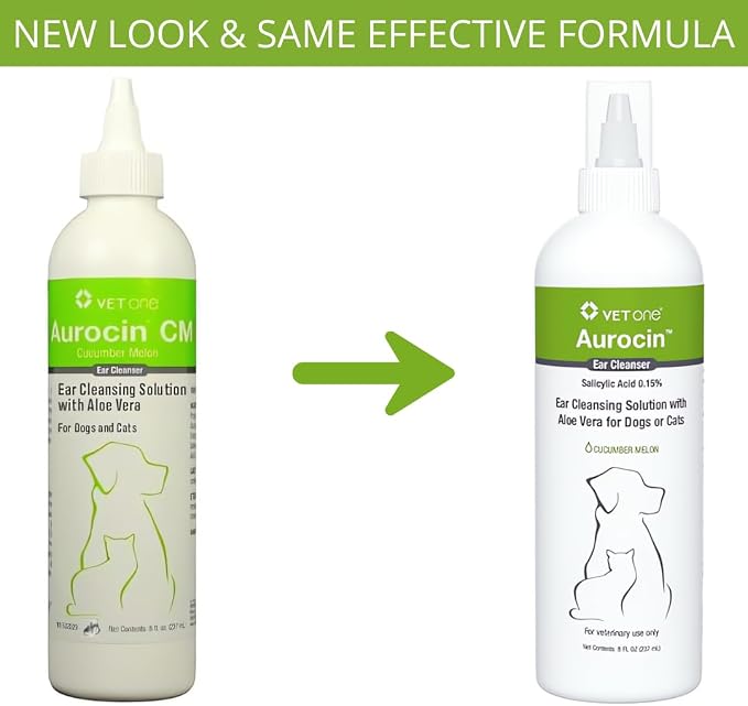 Vet One Aurocin cm Ear Cleanser (Cucumber Melon) with Aloe 8oz
