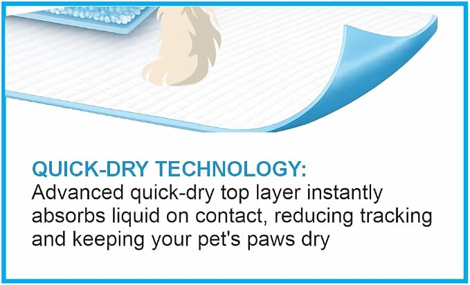 Go Go Gracie Leak-Proof Dog and Puppy Potty Training Pee Pads with Quick-Dry 5-Layer Super Absorbent Surface for Floor Protection, Medium Size, 23.62x17.72, Blue & White, 50 Count