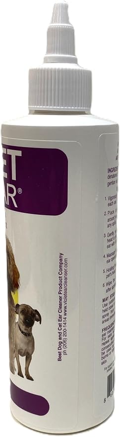 Violet Pet Ear Cleaner, 8 oz Provides Immediate Relief from Itching, Irritation, Inflammation and Odor. Ends Chronic Ear Infection Cycle.