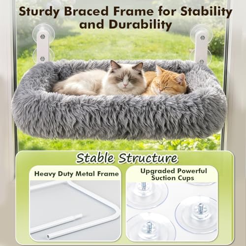 Zoratoo Foldable Cat Window Perch, Widened Cushion Cat Bed for Large Cats