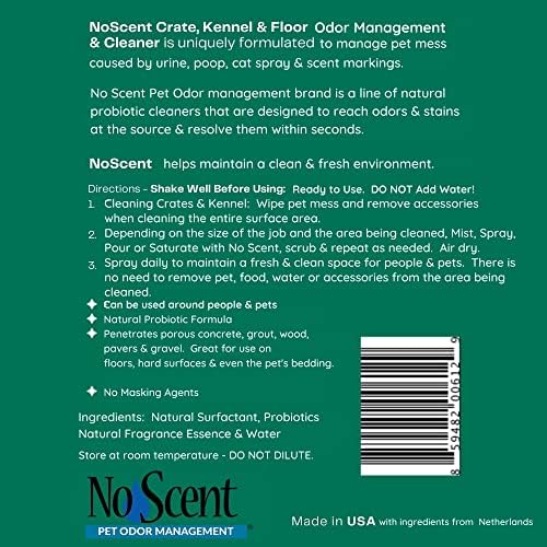 No Scent Crate Kennel & Floor Probiotic Cleaner Spray for Dog Cat Pet Odor Stains (8 Fl Oz / 237 mL)