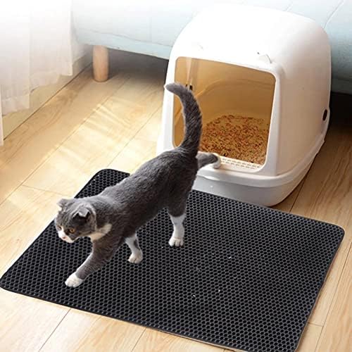Cat Litter Mat Kitty Litter Trapping Mat Honeycomb Mats Waterproof Double Layer Anti Tracking Kitty Mats Catcher Litter Tray Box Rug Carpet (19.7'' x 15.7'', brown)