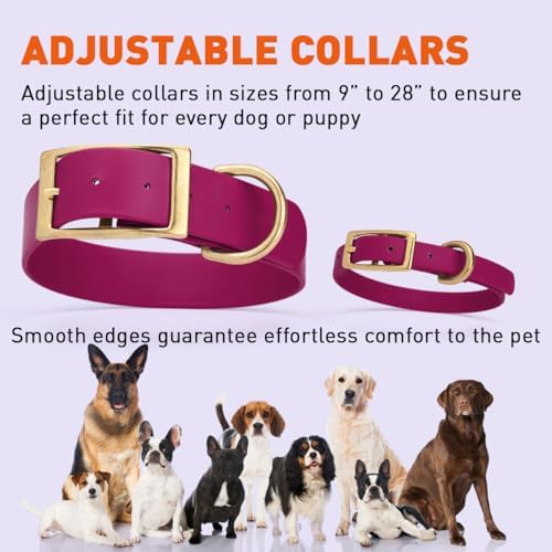 Viper Biothane Heavy Duty Waterproof Dog Collar Strong Coated Nylon Webbing w/Solid Brass Hardware Odor-Proof Easy to Clean High Performance Fits Small Medium or Large Dogs, Magenta Pink