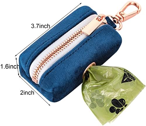 ARING PET Dog Waste Bag Dispenser, Velvet Doggy Poop Bags Holders Attach to Any Leashes, Cute Portable Washable Pet Waste Pouch Dispenser with Metal Zipper