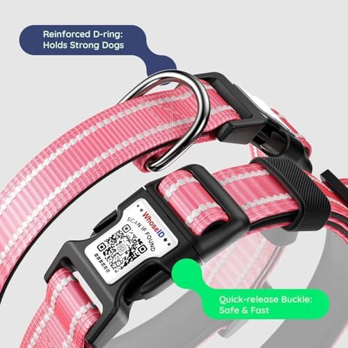 Premium Airtag Dog Collar,with IP68 Waterproof AirTag Holder,Hotpink,XL