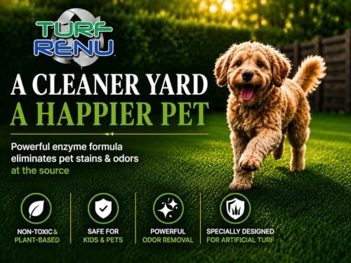 Artificial Turf Pet Stain & Odor Removal Cleaner, 32 oz Hydro Sprayer, Enzymatic Artificial Grass Cleaner for Dog Urine, Kennels & Outdoor Surfaces