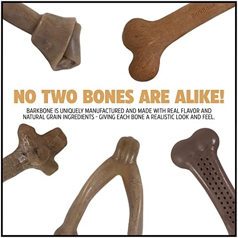 Pet Qwerks Wishbone BarkBone - Nylon Chew Toy for Aggressive Chewers - Bacon Flavor - 6.75" (Pack of 3)