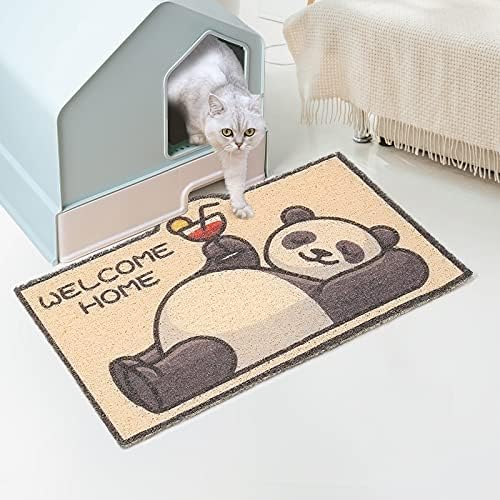 Cute Cat Litter Trapping Mat 24”x16”, Traps Mess from Litter Box and Pet Food Bowl, Soft on Kitty Paws, Easy Clean, Anti Slip, Pet Accessories, Door Floor mats - Lazy Panda