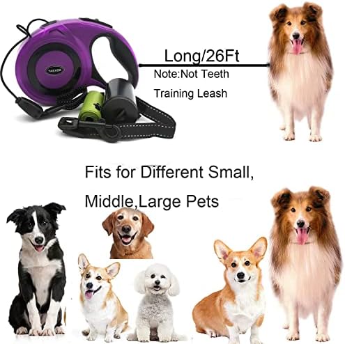Heavy Duty Retractable Dog Leash 26ft,Pet Long Walking Leashes Leads for Small Medium Large Dogs Doggie Up to 110lbs (Purple)