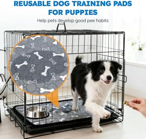 2 Pack Washable Pee Pads for Dogs, Reusable Puppy Pads, Absorbent & Leakproof Potty Pads for Dogs and Cats, Non-Slip Pet Training Pads for Whelping Playpen Crate, Gray 20"x28"