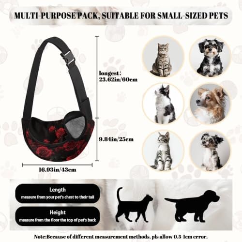 COEQINE Goth Dog Sling Bag Crossbody Dogs Carrier Bag for Smal Travel Walk