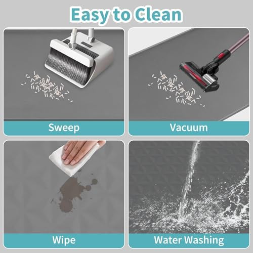 Cat Litter Mat, 51" x 25.6" Silicone Cat Mat for Litter Box, Silicone Cat Litter Box Mat for Scatter Control, Easy Clean, Waterproof and Non-Slip(Grey)