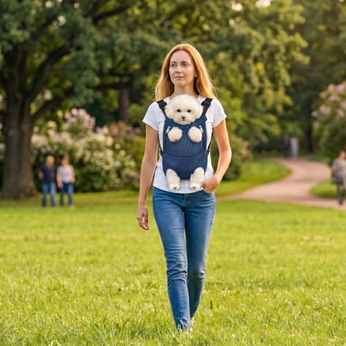 FEimaX Dog Carrier Backpack Pet Legs Out Front Cat Travel Bag, Adjustable Puppy Backpacks Carriers Hands-Free for Small Medium Dogs Cats Hiking Traveling Camping Daily Walking