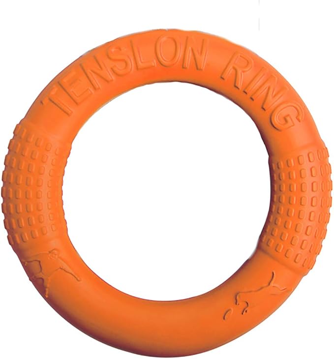 Soft Durable Rubber Tug Ring Dental Chewing Biting Chasing Training Toy for Dogs DT103 Orange 7 inch