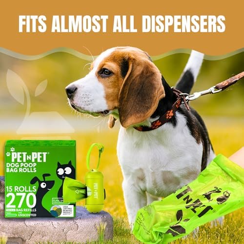 Pet N Pet Dog Poop Bags Rolls, 270 Count, Plant Based, Unscented, Green