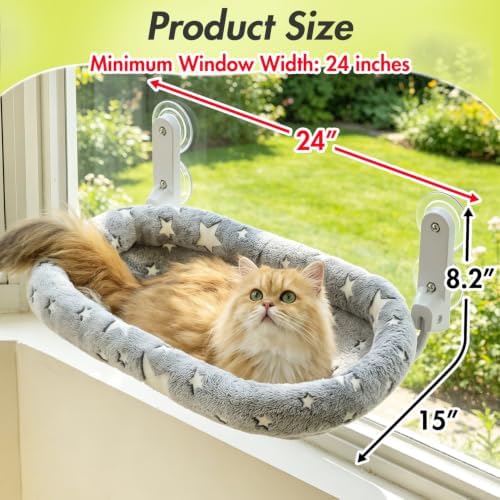 Zoratoo Glow in the Dark Cat Window Perch, Foldable Cordless Pet Hammock, M